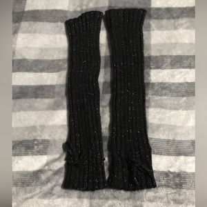 Women’s/Girl’s Black Silver Glitter Leg Warmers w Bow